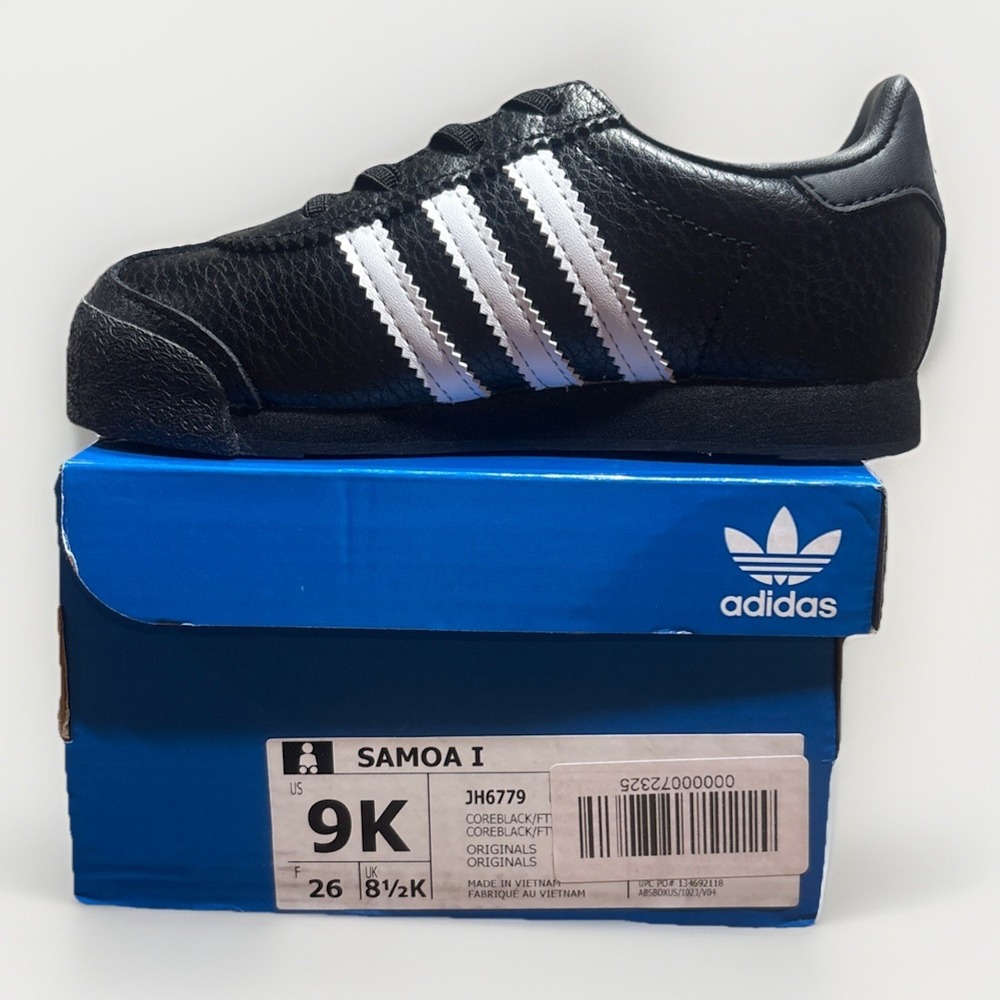 Size 9K Kids Boys Girls Adidas Samoa I Shoes Black And White Youth Unisex New